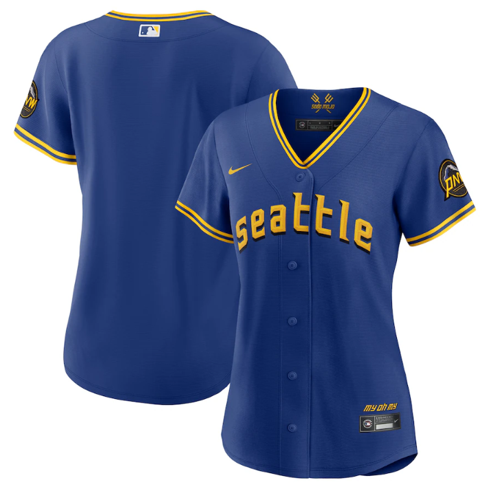 Women's Seattle Mariners Blank Royal 2023 City Connect Stitched Baseball Jersey(Run Small)